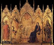 Simone Martini, La Anunciacion,Con los Santos Ansano y Margarina y Cuatro profesar